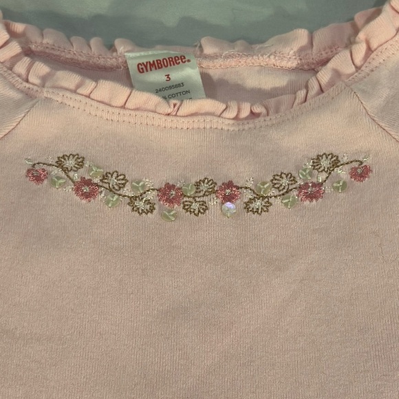 Gymboree - Pink Short Sleeve Tee with Embroidered Neckline - Picture 3 of 4